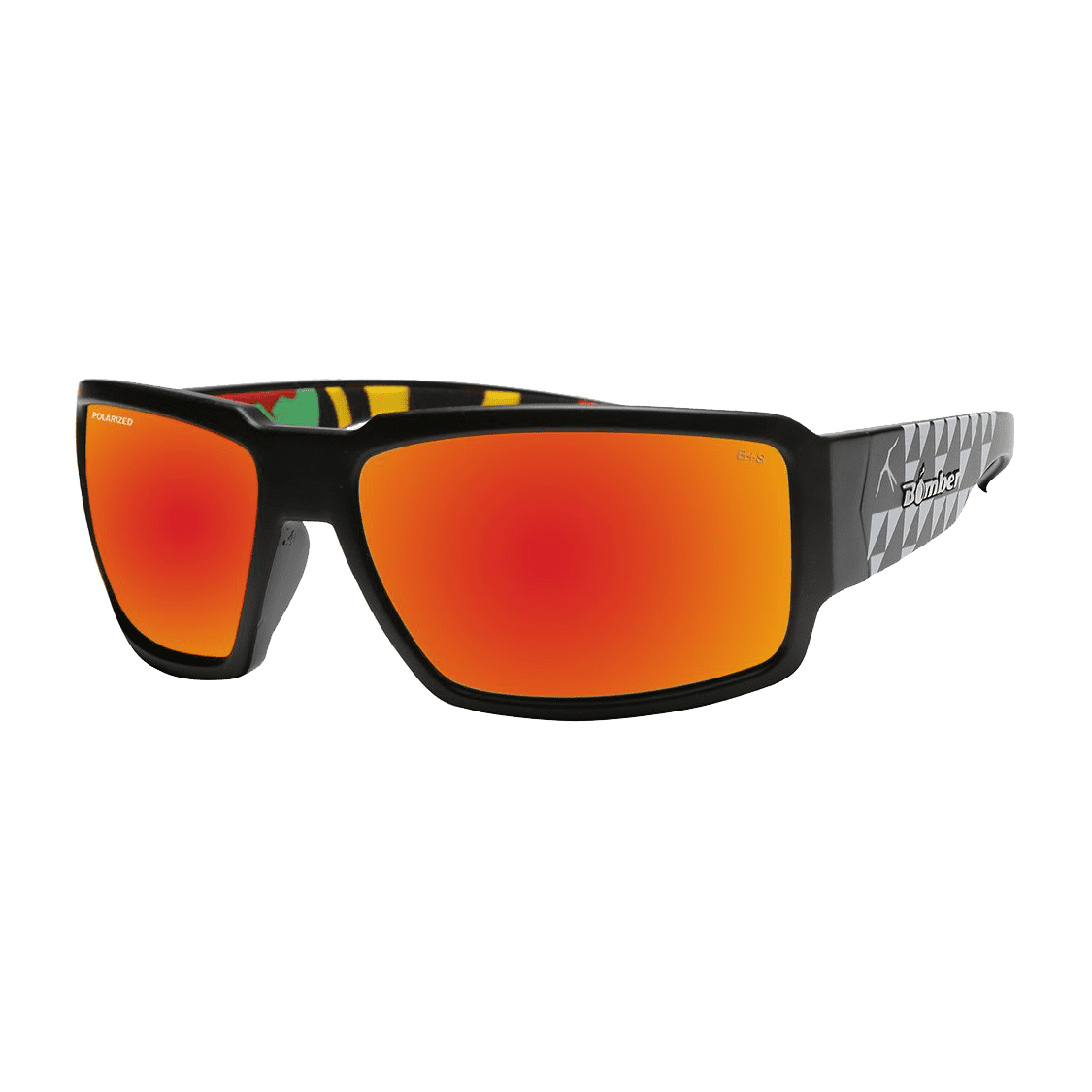 Boogie Bomb - Gafas de Sol Polarizadas Espejo ANSI Z87+ 1 BG111RMRSTAM Boogie Bomb Gafas de Sol polarizadas espejo lente rojo estampada desiño tribal Hawaiano Mana que flotan