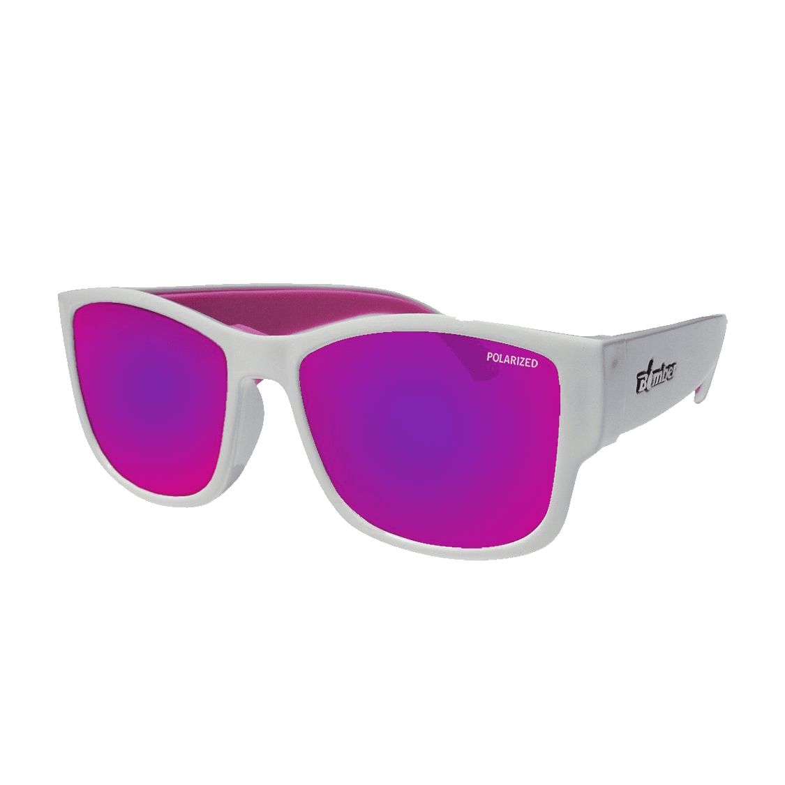 Gomer Bomb - Gafas de Sol Polarizadas Blanco UV400 1 GM113PMPF Gafas de Sol Polarizadas Blanco con lente espejo rosa UV400 y espuma rosa que flotan
