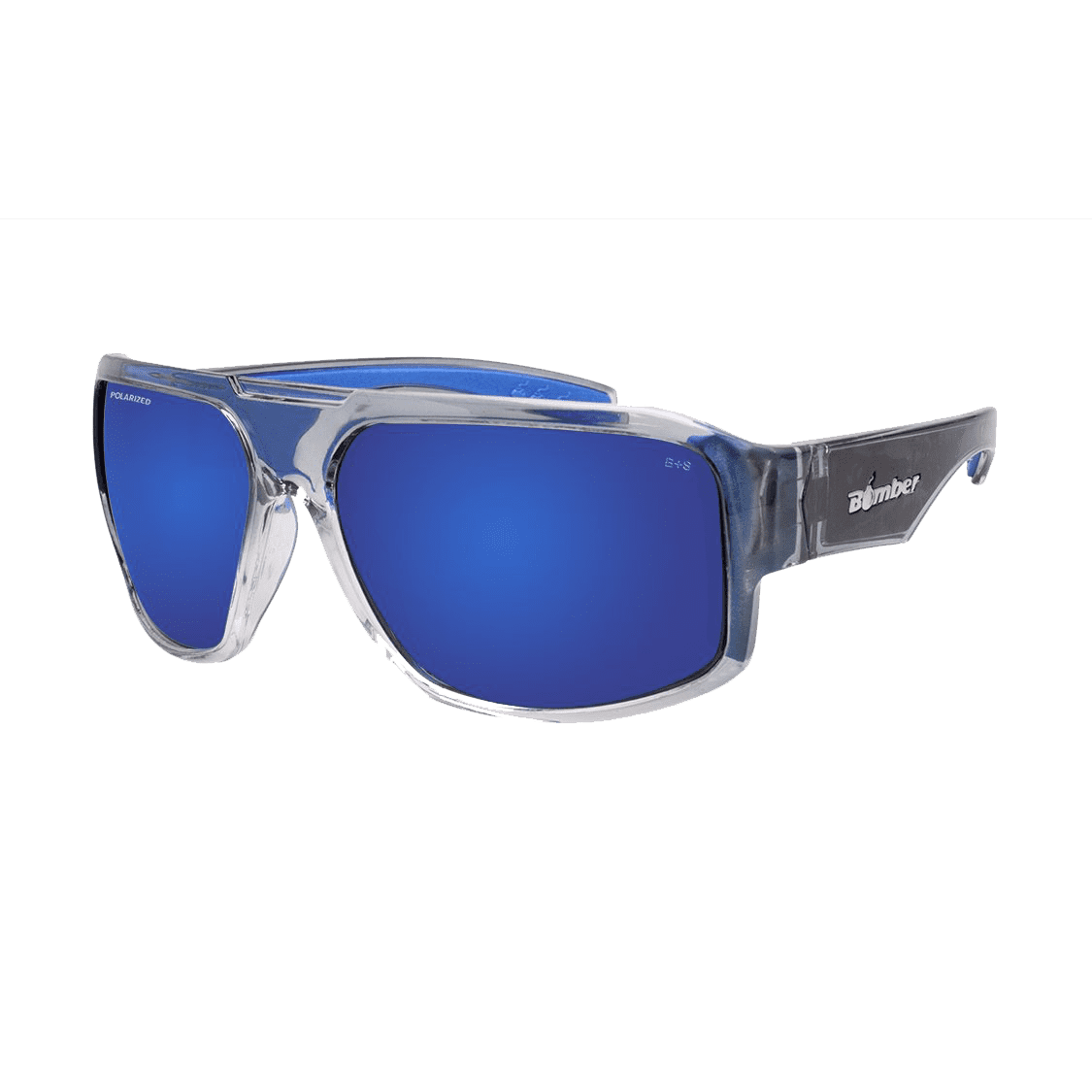 Mega Bomb - Gafas de Sol Polarizadas Cristal Ahumado ANSI Z87+ 1 M114BMBF Mega Bomb Gafas de Sol Polarizadas cristal que flotan con espejo azul lente Seguridad calificado ANSI Z87+ y espuma azul