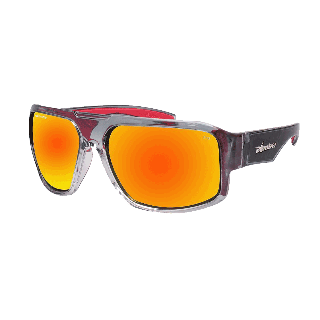 Mega Bomb - Gafas de Sol Polarizadas Cristal Ahumado ANSI Z87+ 1 M114 Mega Bomb Gafas de Sol Polarizadas cristal que flotan con espejo rojo lente Seguridad calificado ANSI Z87+ y espuma rojo